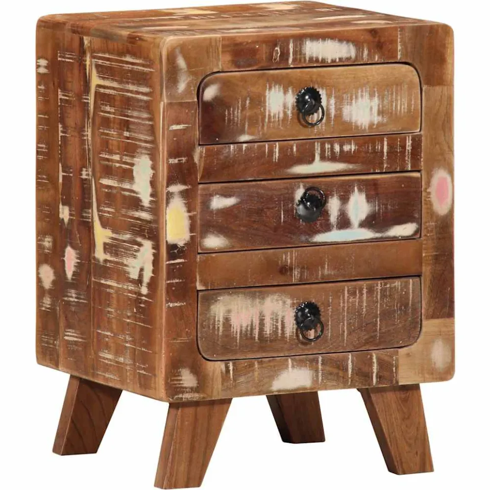 vidaXL Nachtkastje 2 st 37x32x50 cm massief gerecycled hout bruin, foto 4