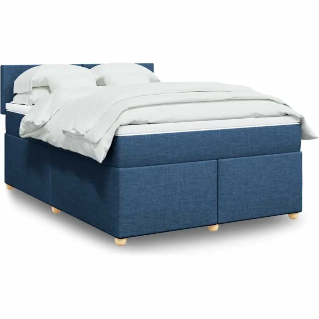 vidaXL Boxspring met matras stof blauw 140x190 cm