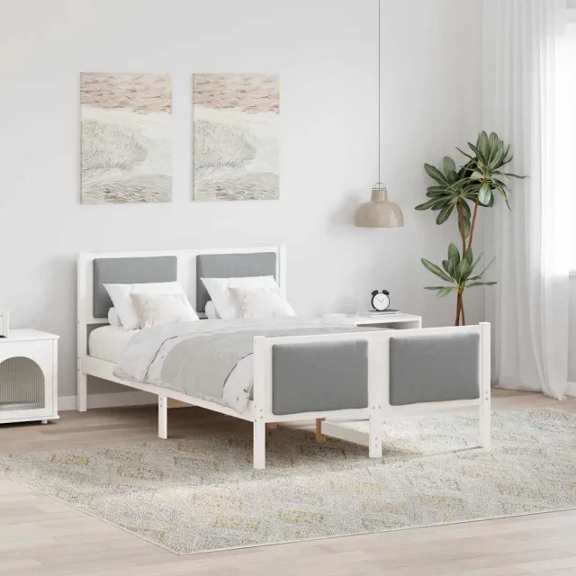 vidaXL Bedframe met hoofdeinde Lichtgrijs 120 x 200 cm Stof Wit