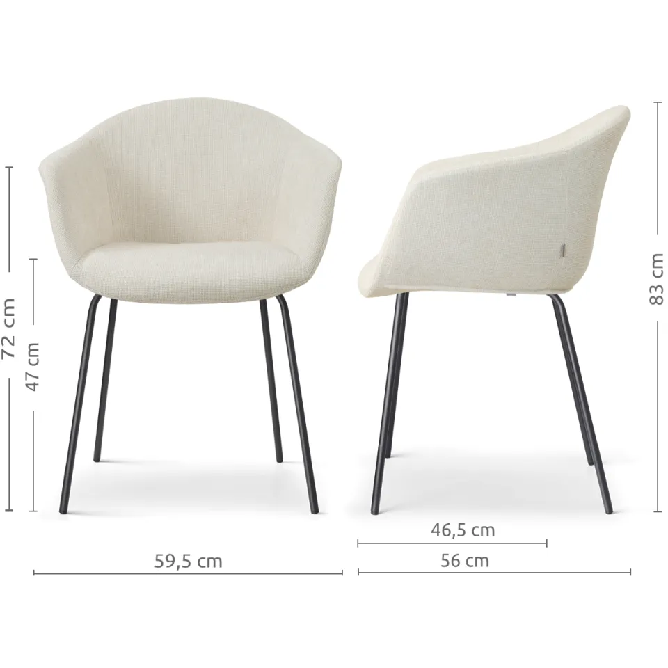 Nolon Nora-Otis eetkamerstoel cottonbeige - zwart onderstel, foto 3