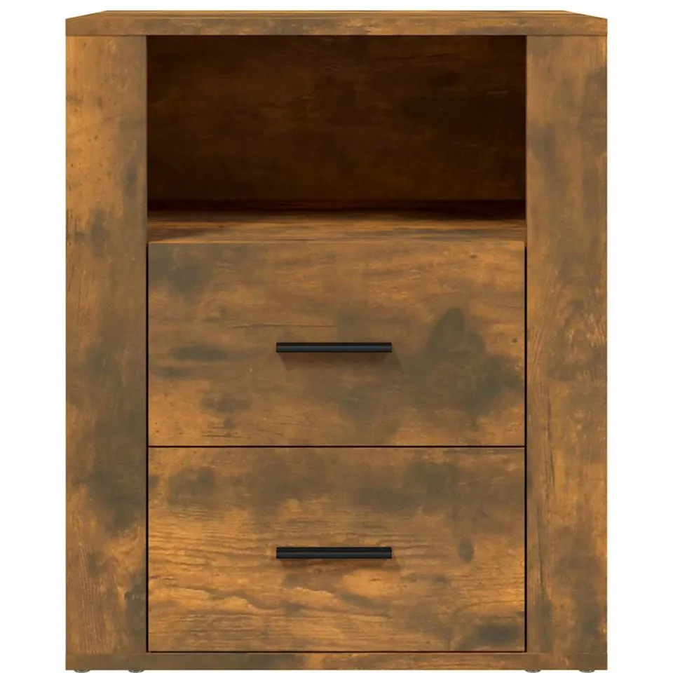 vidaXL Nachtkastje 50x36x60 cm bewerkt hout gerookt eikenkleurig Bruin