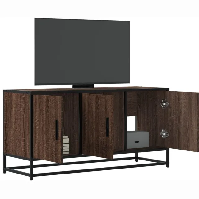 vidaXL Tv-meubel 100x35x50 cm bewerkt hout metaal bruin eikenkleur