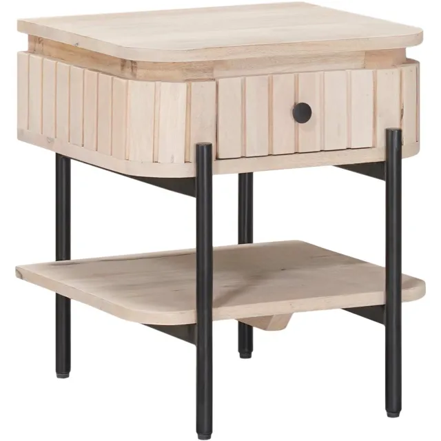vidaXL Handgemaakt nachtkastje Wit 40 x 35 x 45 cm Massief Mango Hout