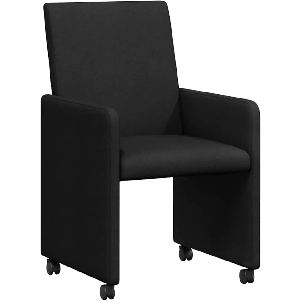 vidaXL Eetkamerstoelen met Wieltjes 2 st Stof Zwart 57 x 66 x 94 cm