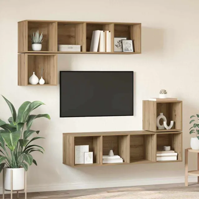 vidaXL Tv-meubelset 4 st 37 x 37 x 142,5 cm Artisan Eiken, foto 2