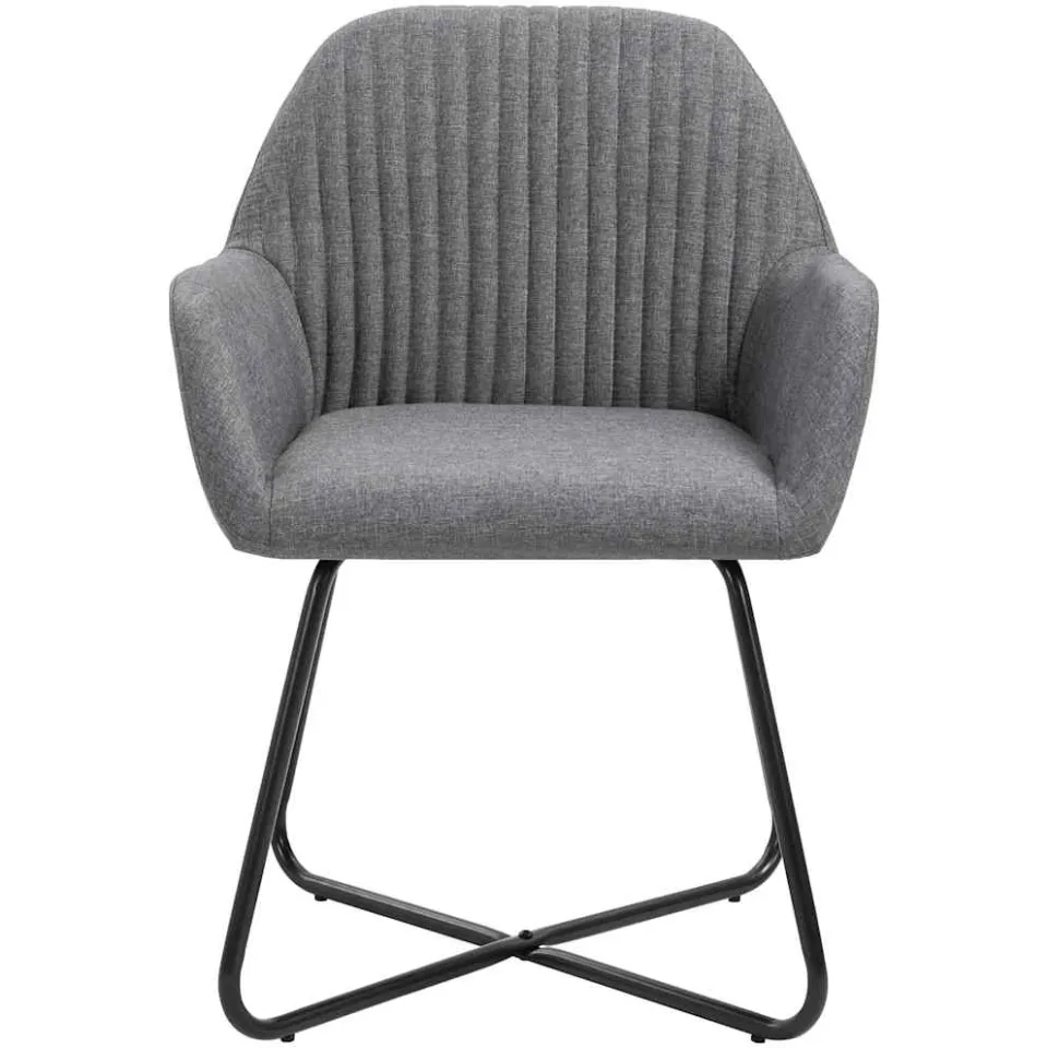 vidaXL Eetkamerstoelen 6 st stof donkergrijs grijs, foto 3