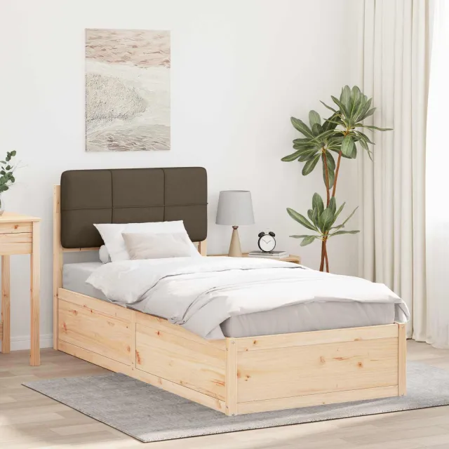 vidaXL Bedframe met Gevoerd Hoofdgedeelte Taupe 90 x 190 cm