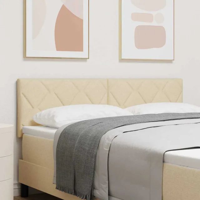 vidaXL LED Hoofdbord Crème 144 cm Stof
