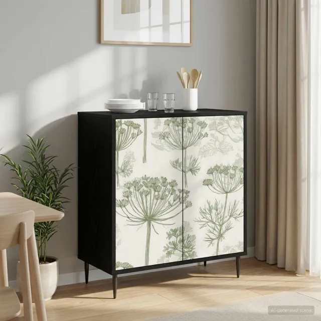 vidaXL Dressoir GOTHA Zwart eiken 69 x 33 x 76 cm Bewerkt hout, foto 2