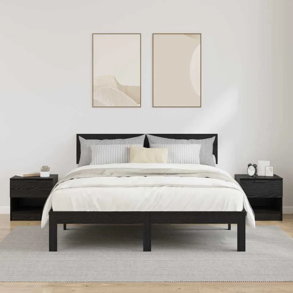 vidaXL Bed kast 2 st Zwart Eiken 40 x 39 x 40cm Bewerkt hout, foto 4