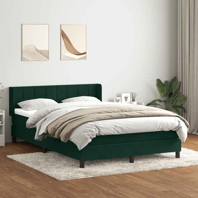 vidaXL Boxspring met matras fluweel donkergroen 160x220 cm groen