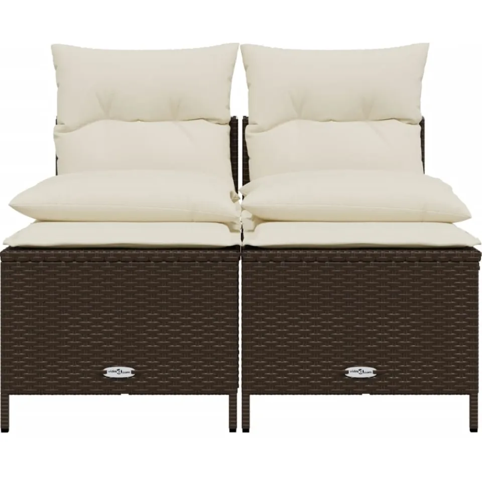 vidaXL 4-delige Loungeset met kussens poly rattan bruin