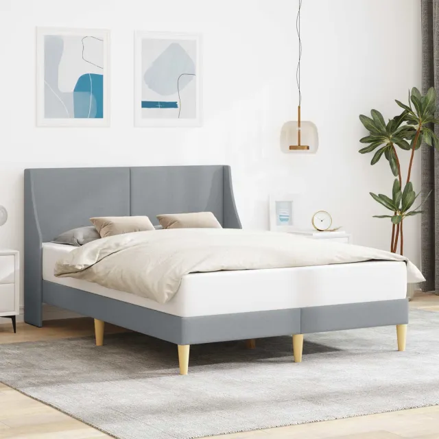 vidaXL Bedframe Effen met hoofdeinde aansluitplaat Lichtgrijs