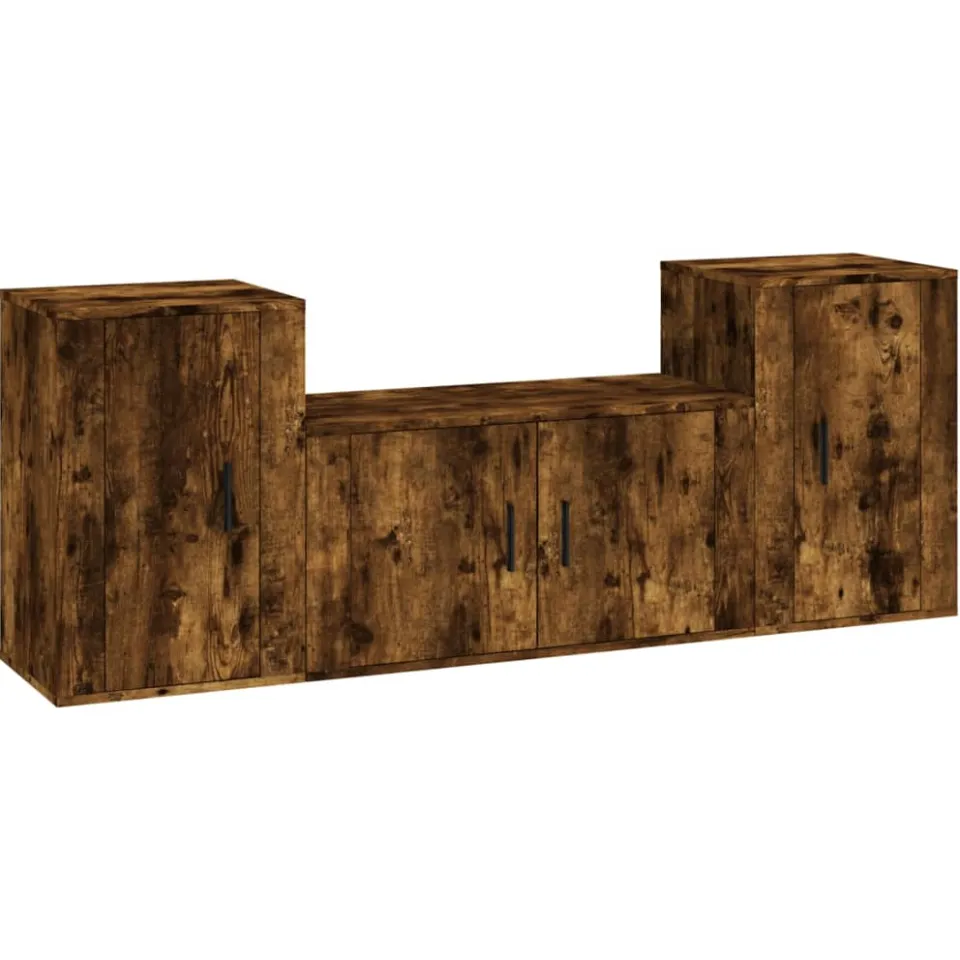 vidaXL 3-delige Tv-meubelset bewerkt hout gerookt eikenkleurig, foto 3