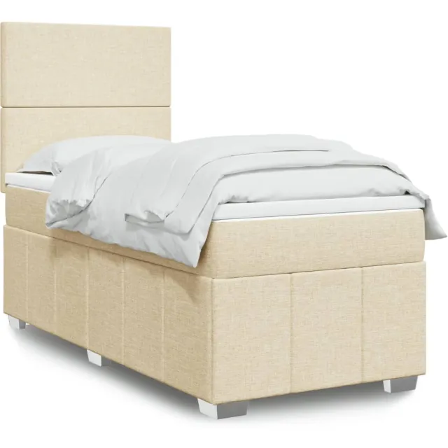 vidaXL Boxspring met matras stof crèmekleurig 90x200 cm