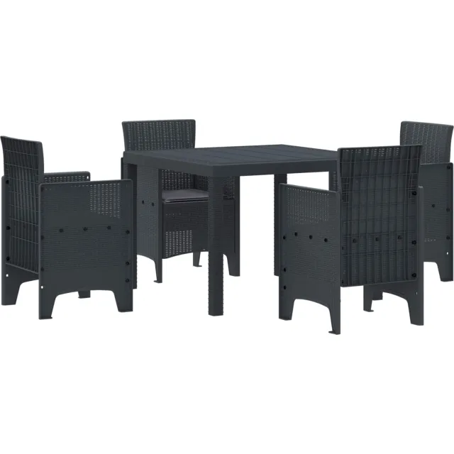 vidaXL Tuin Eetset 5 st Antraciet Polypropyleen Anthraciet