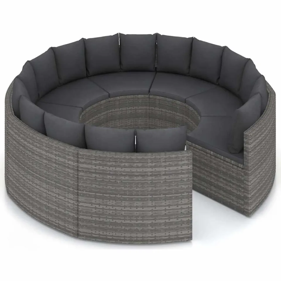 vidaXL 8-delige Loungeset met kussens poly rattan grijs, foto 3