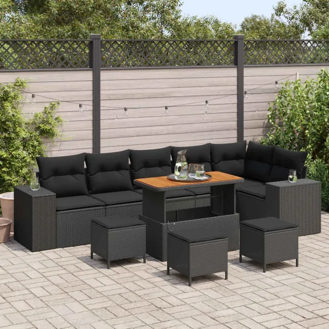 vidaXL Tuin Sofa Set 10 st Zwart poly rattan