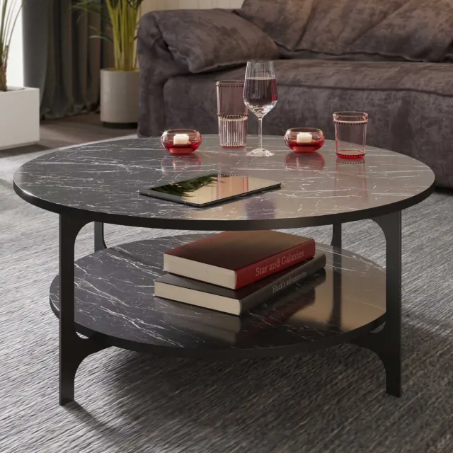Skye Decor , Salontafel, Versy - Black, Gemelamineerde spaanplaat, Zwart, 90 x 90 x 36,8 cm
