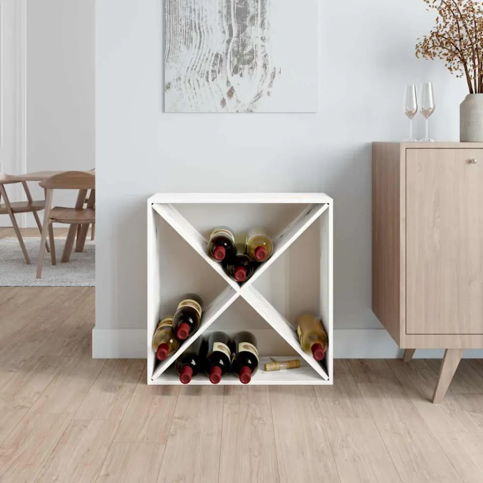 vidaXL Wijnkast 62x25x62 cm massief grenenhout wit, foto 4