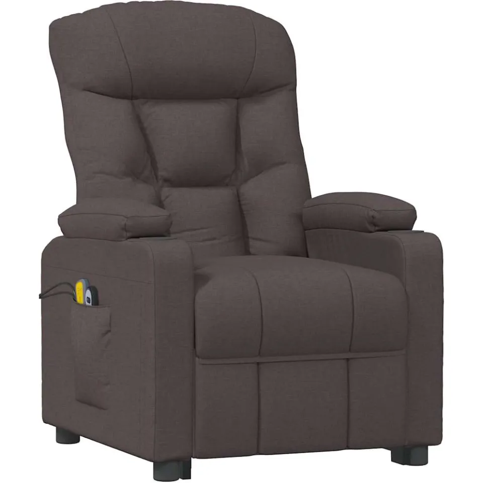 vidaXL Massagestoel elektrisch verstelbaar stof donkerbruin bruin, foto 3