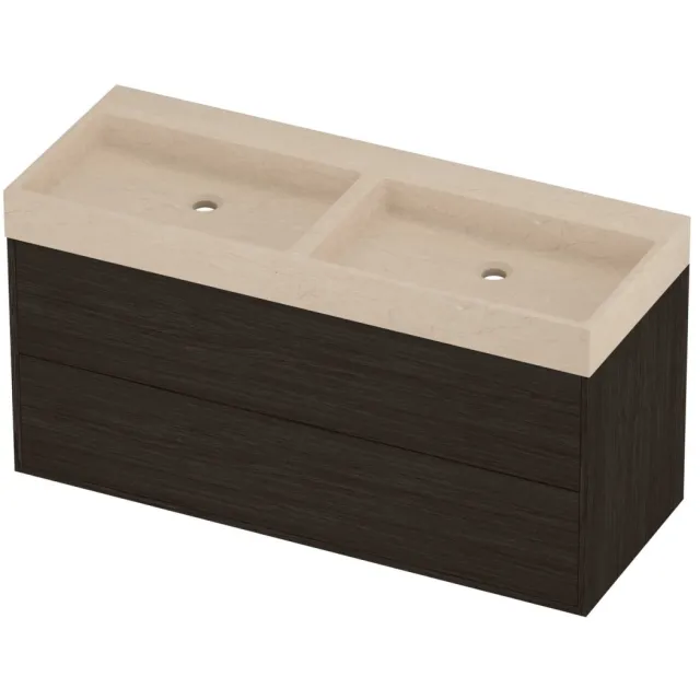 Proline Evoli Badmeubelset Hardsteen Loft In Kader 120x46x62 cm Sand Stone Mokka Oak Eiken