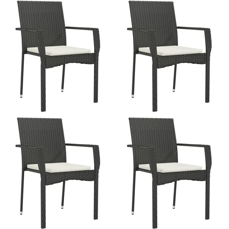 vidaXL 5-delige Tuinset met kussens poly rattan zwart, foto 3