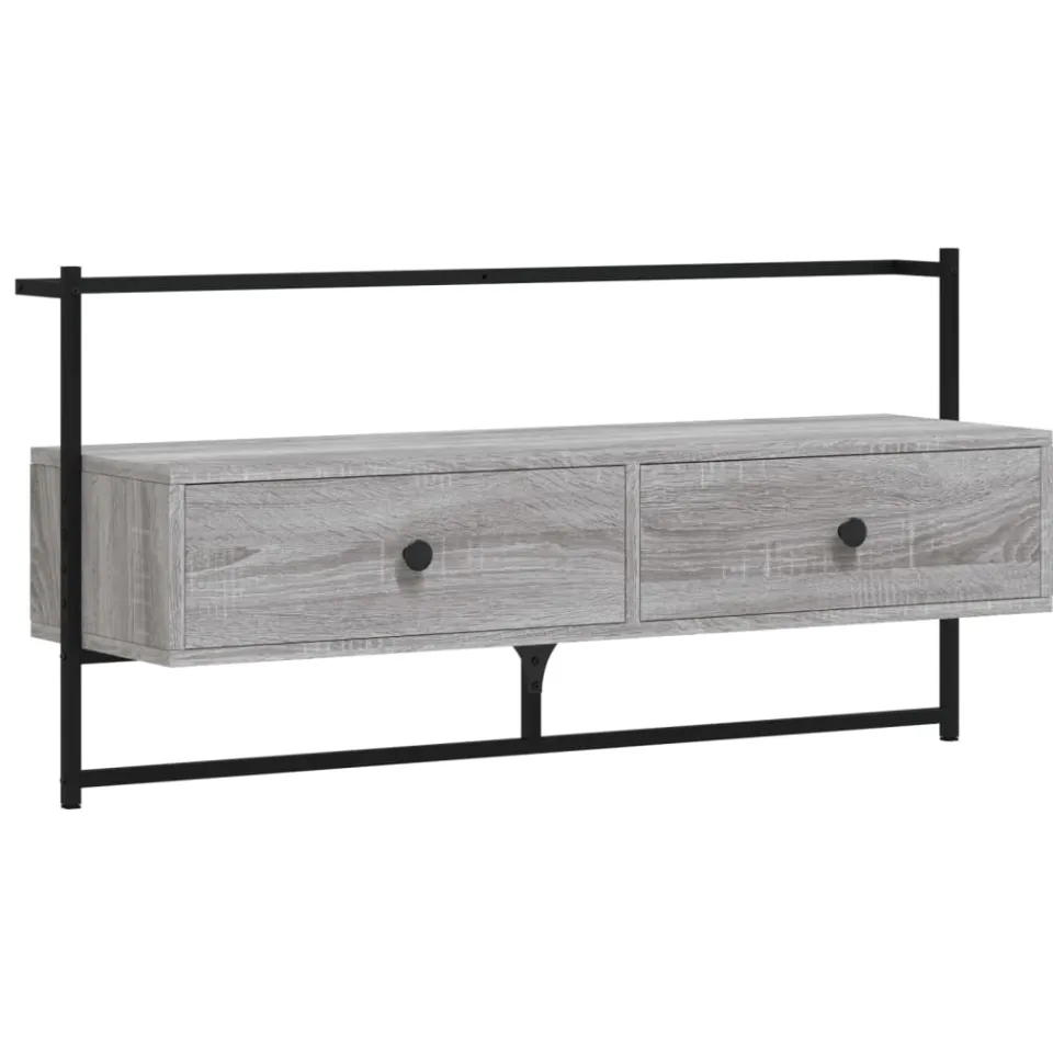 vidaXL Tv-meubel wandgemonteerd 100,5x30x51 cm hout grijs sonoma eiken, foto 3