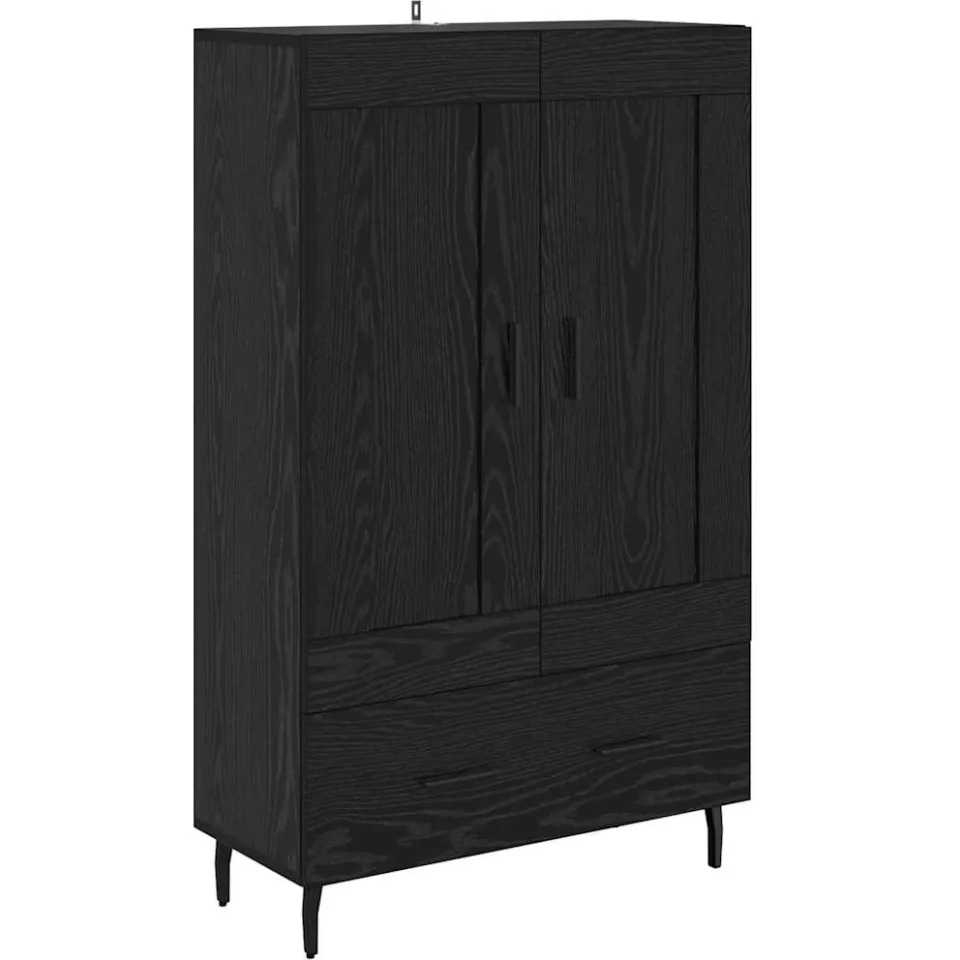 vidaXL Highboard Zwart Eiken 69,5 x 31 x 115 cm Bewerkt hout, foto 3
