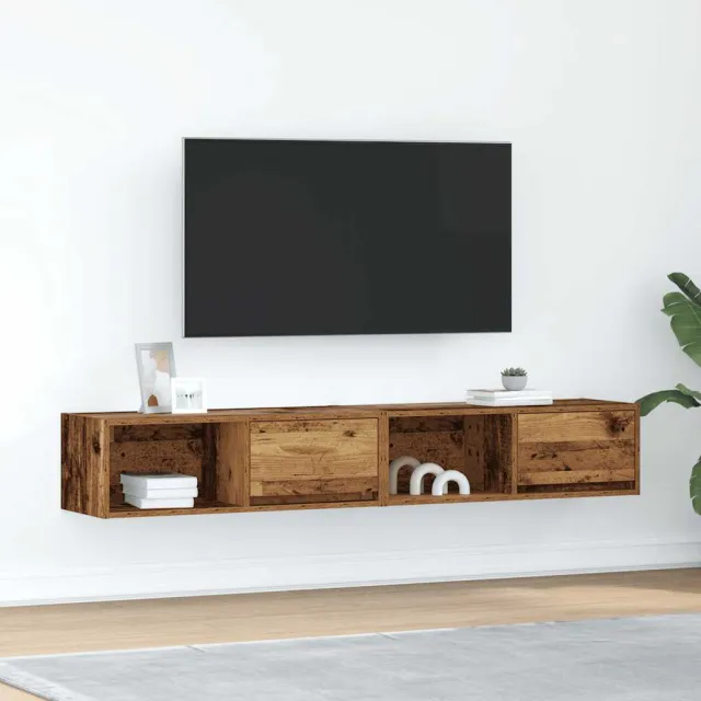 vidaXL Tv-meubels 2 st 80x31x25,5 cm bewerkt hout oud houtkleurig bruin, foto 2
