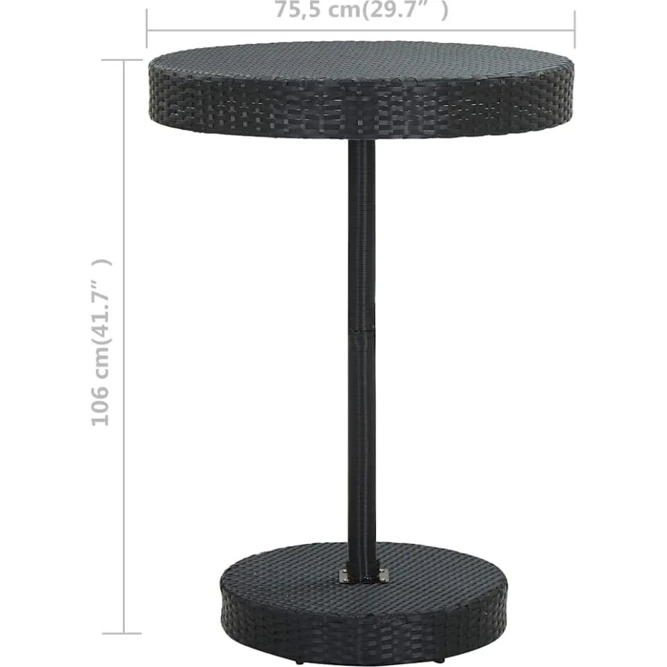 vidaXL Tuintafel 75,5x106 cm poly rattan zwart, foto 3