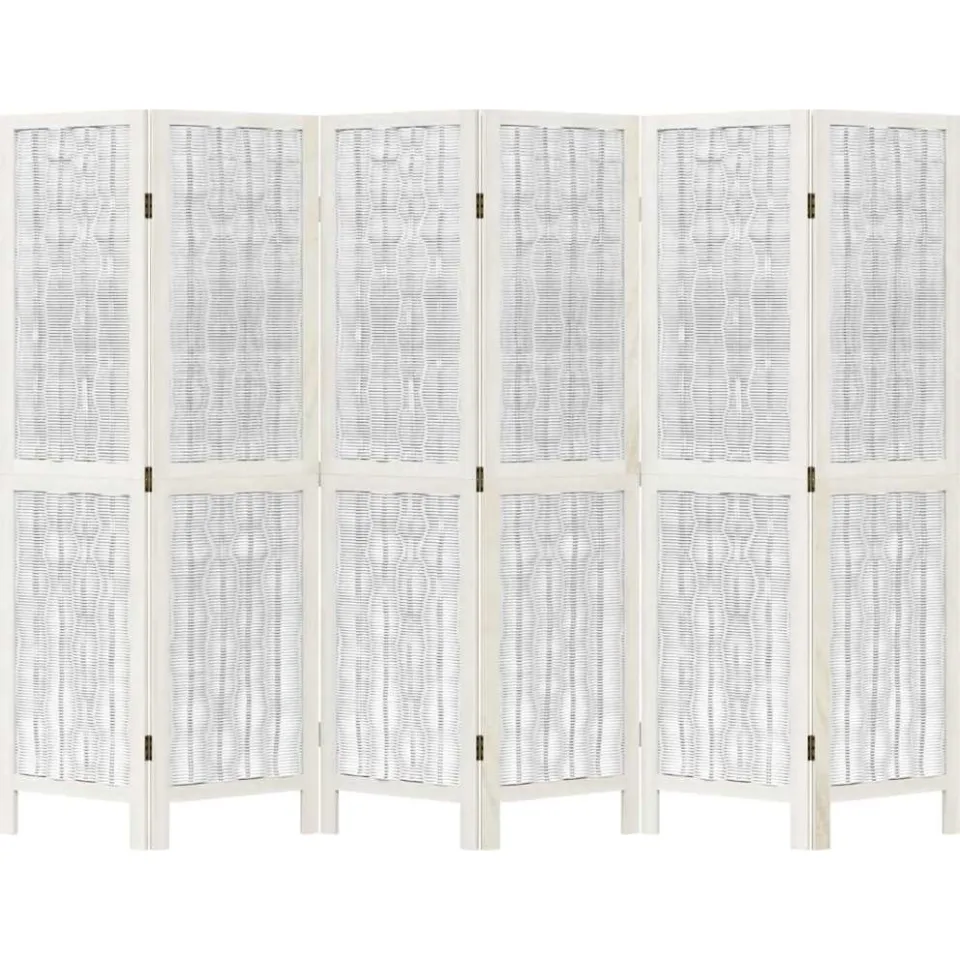 vidaXL Kamerscherm met 6 panelen massief paulowniahout wit, foto 4