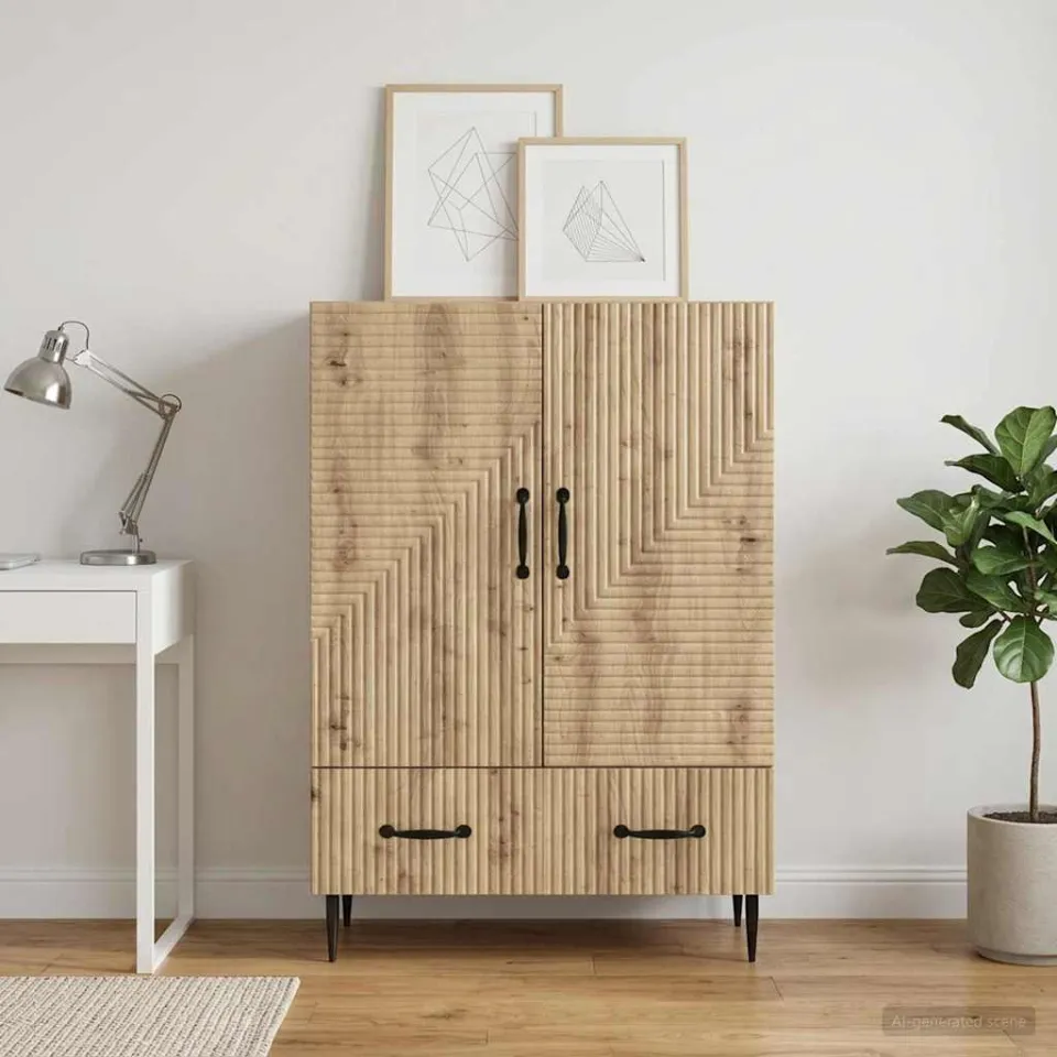 vidaXL Dressoir Artisanaal eiken 66 x 34,5 x 95 cm Bewerkt hout, foto 3