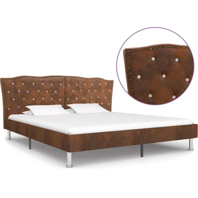 vidaXL Bedframe kunstsuède bruin 180x200 cm