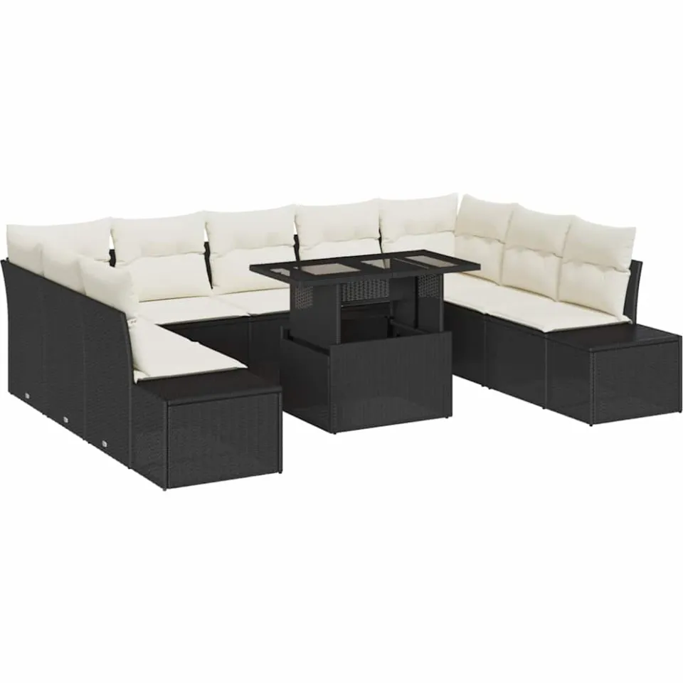 vidaXL Tuin Sofa Set 10 st Zwart poly rattan