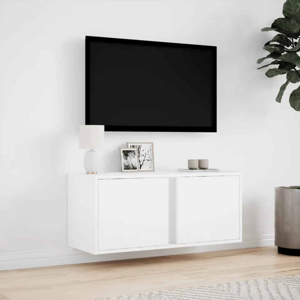 vidaXL Tv-wandmeubel met LED-verlichting 80x31x35 cm wit, foto 2