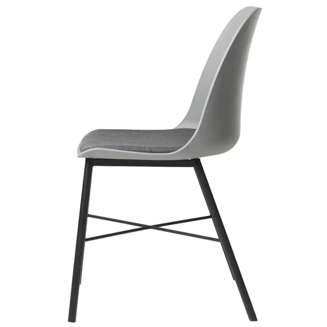 24Designs Mackay Stoel - Set Van 2 - Grijs + Grijs Zitkussen - Zwart Onderstel