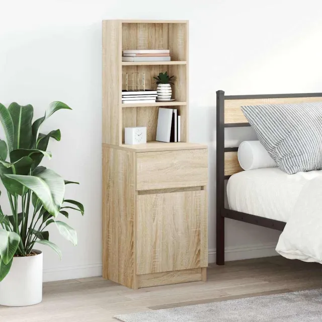 vidaXL Nachtkastje 39x35x125 cm bewerkt hout sonoma eikenkleurig, foto 2