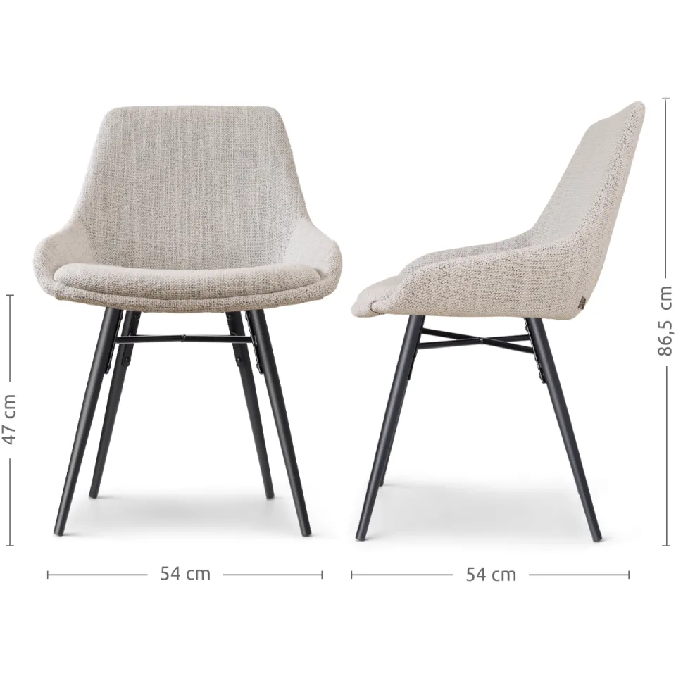 Nolon Nena-Isa eetkamerstoel beige gemêleerd - zwart houten onderstel, foto 3