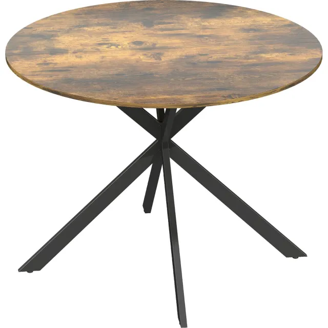 Homona Ronde eettafel - Voor 4 personen - Met stalen frame en verstelbare voetjes - Ø100 x 75 cm - Rustiek bruin