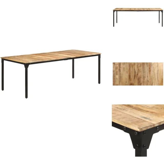 vidaXL Eettafel - 220x100x76 - cm - ruw - mangohout Bruin