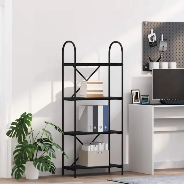 vidaXL Boekenkast 4-laags 60 x 30 x 146 cm Bewerkt hout Zwart Eiken, foto 2