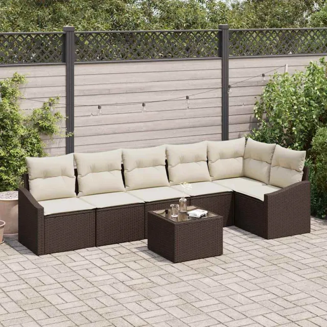 vidaXL Bankstel 7 st Bruin poly rattan, foto 2