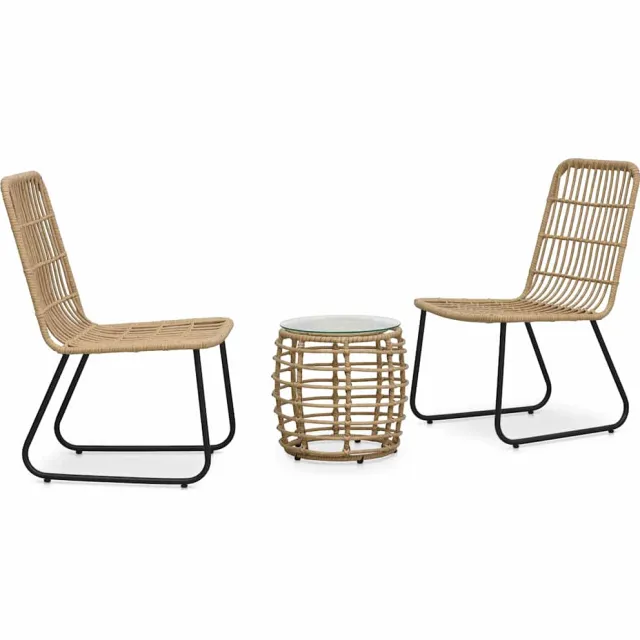 vidaXL 3-delige Bistroset poly rattan eikenkleurig Bruin