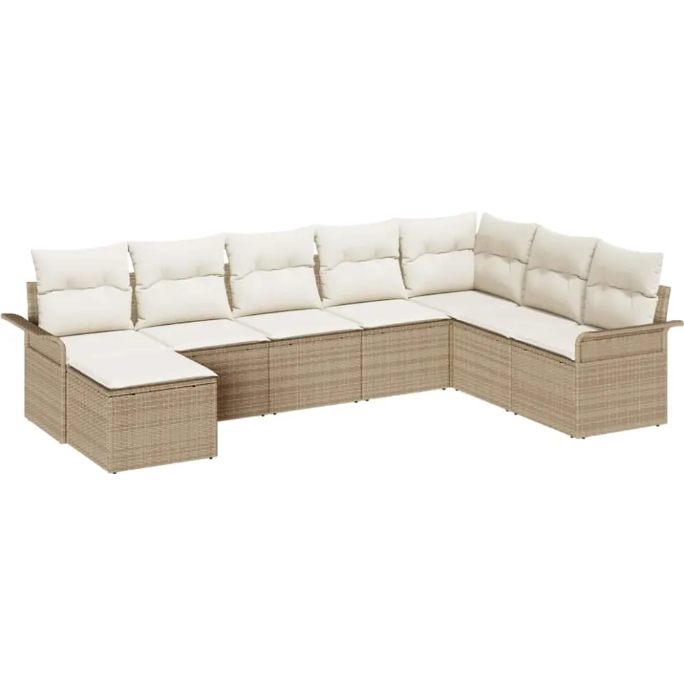 vidaXL Tuin Sofa Set 8 st Beige poly rattan