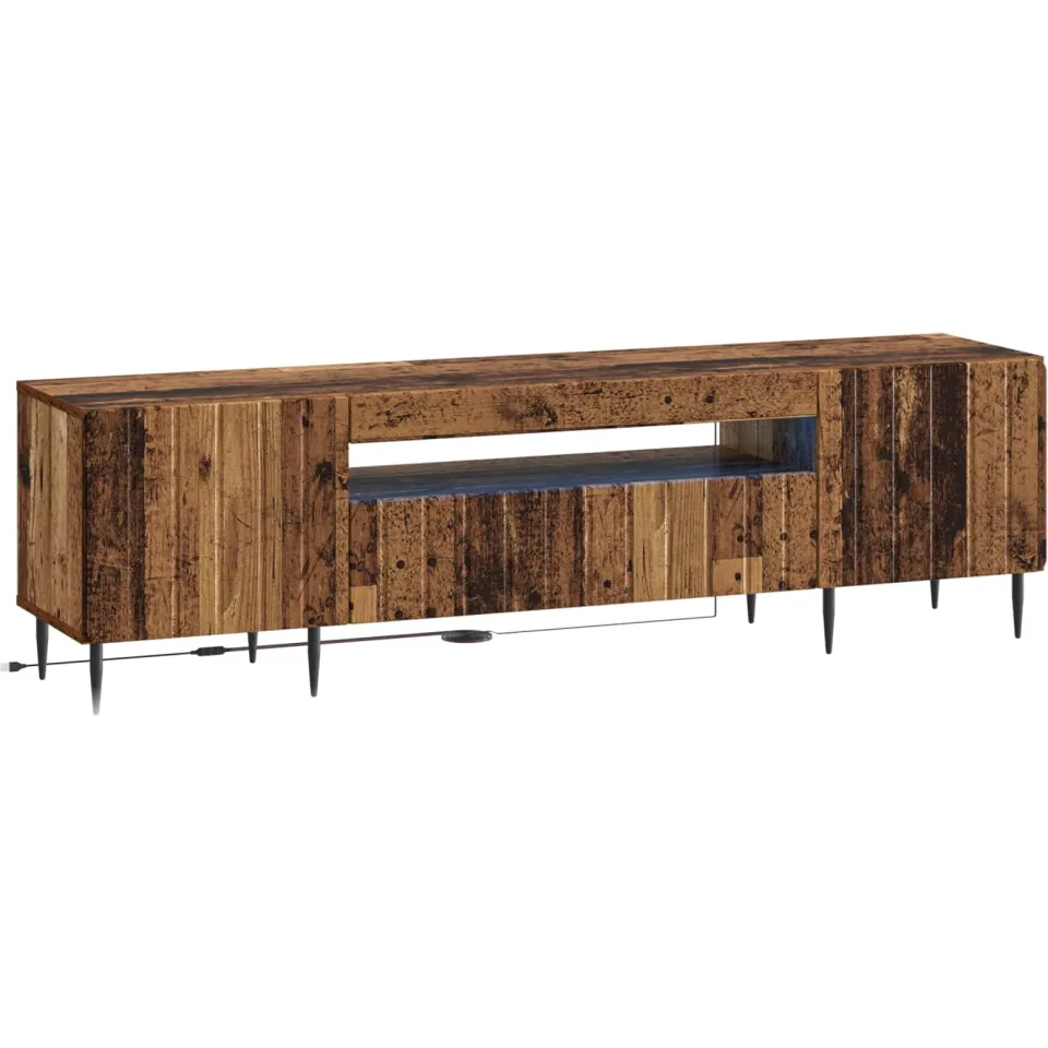 vidaXL LED tv-meubel ZWOLLE 153 x 35 x 43 cm Oud hout Bewerkt hout bruin, foto 3