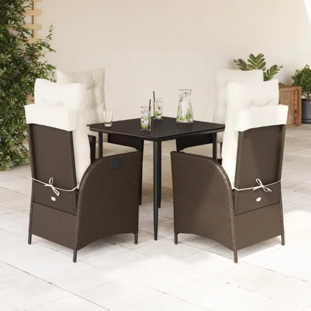 vidaXL 5-delige Tuinset met kussens poly rattan bruin, foto 2