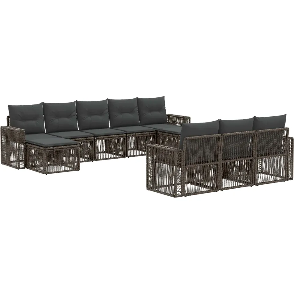 vidaXL Tuinbankenset 10 st 10-zits Grijs en Donkergrijs poly rattan, foto 3