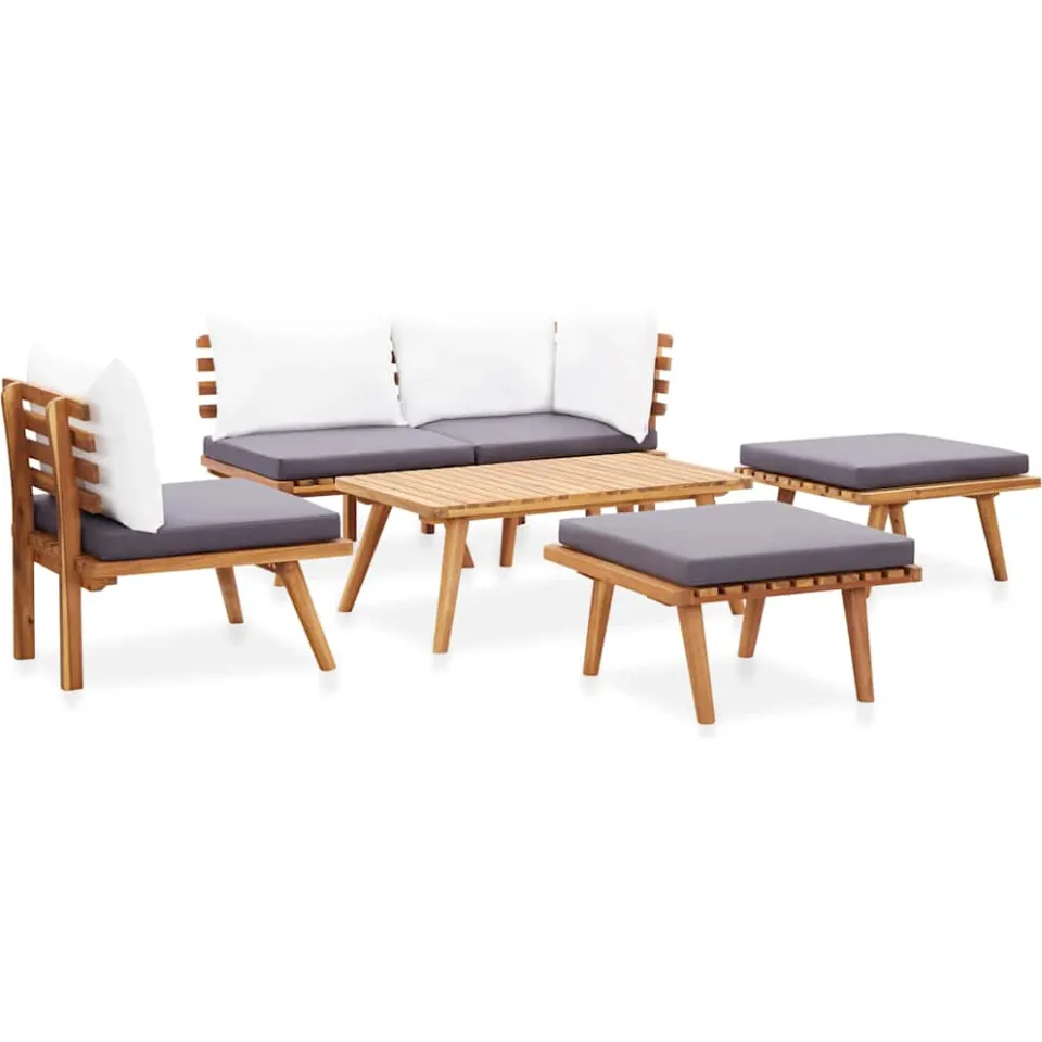 vidaXL 6-delige Loungeset massief acaciahout Bruin