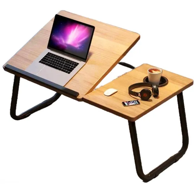 Ceruzo Bedtafel Verstelbaar - Laptoptafel - Ontbijttafel - Inklapbaar - Bekerhouder - Anti-slip Zwart